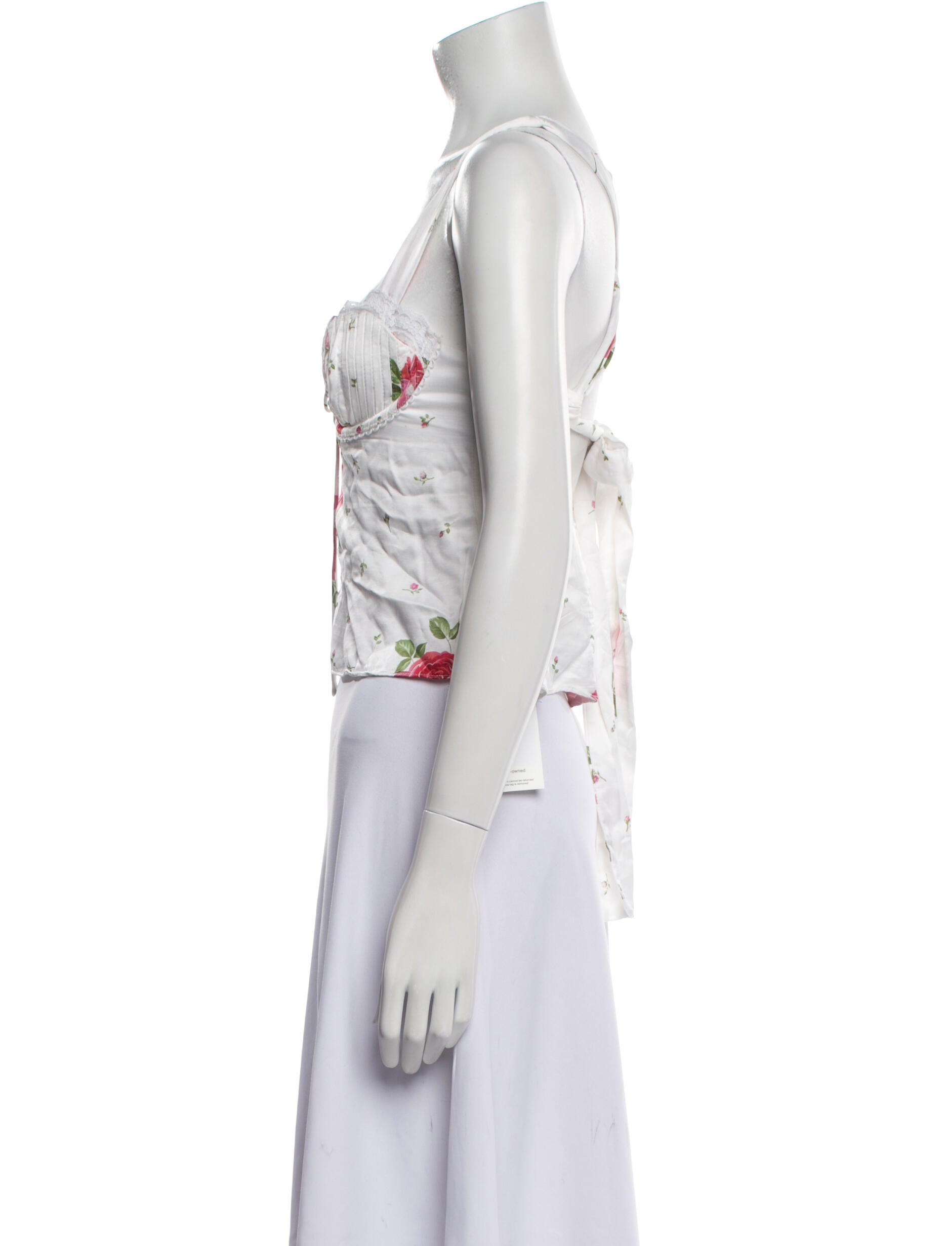 For Love & Lemons Floral Print Square Neckline Crop Top