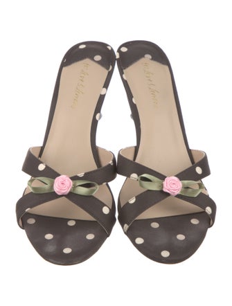 For Love & Lemons Polka Dot Print Bow Accents Slides