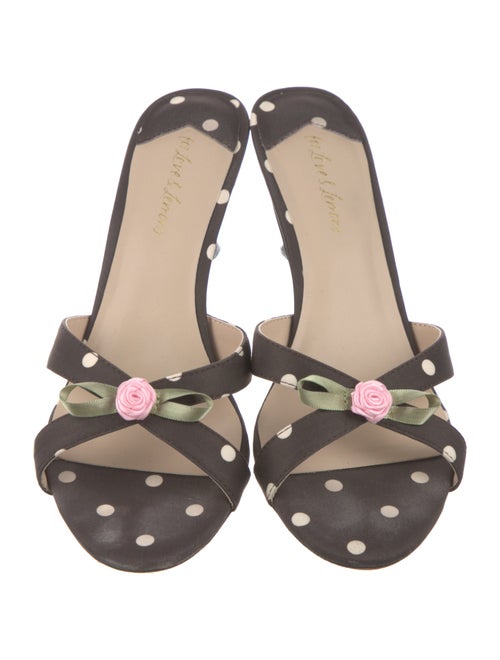 For Love & Lemons Polka Dot Print Bow Accents Slides