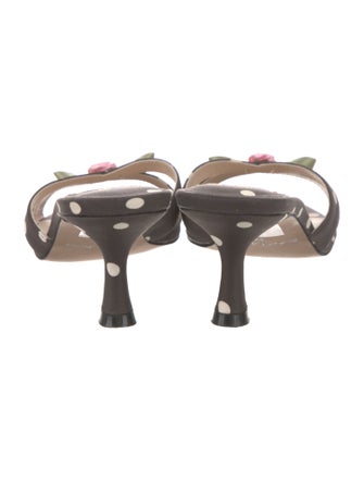 For Love & Lemons Polka Dot Print Bow Accents Slides