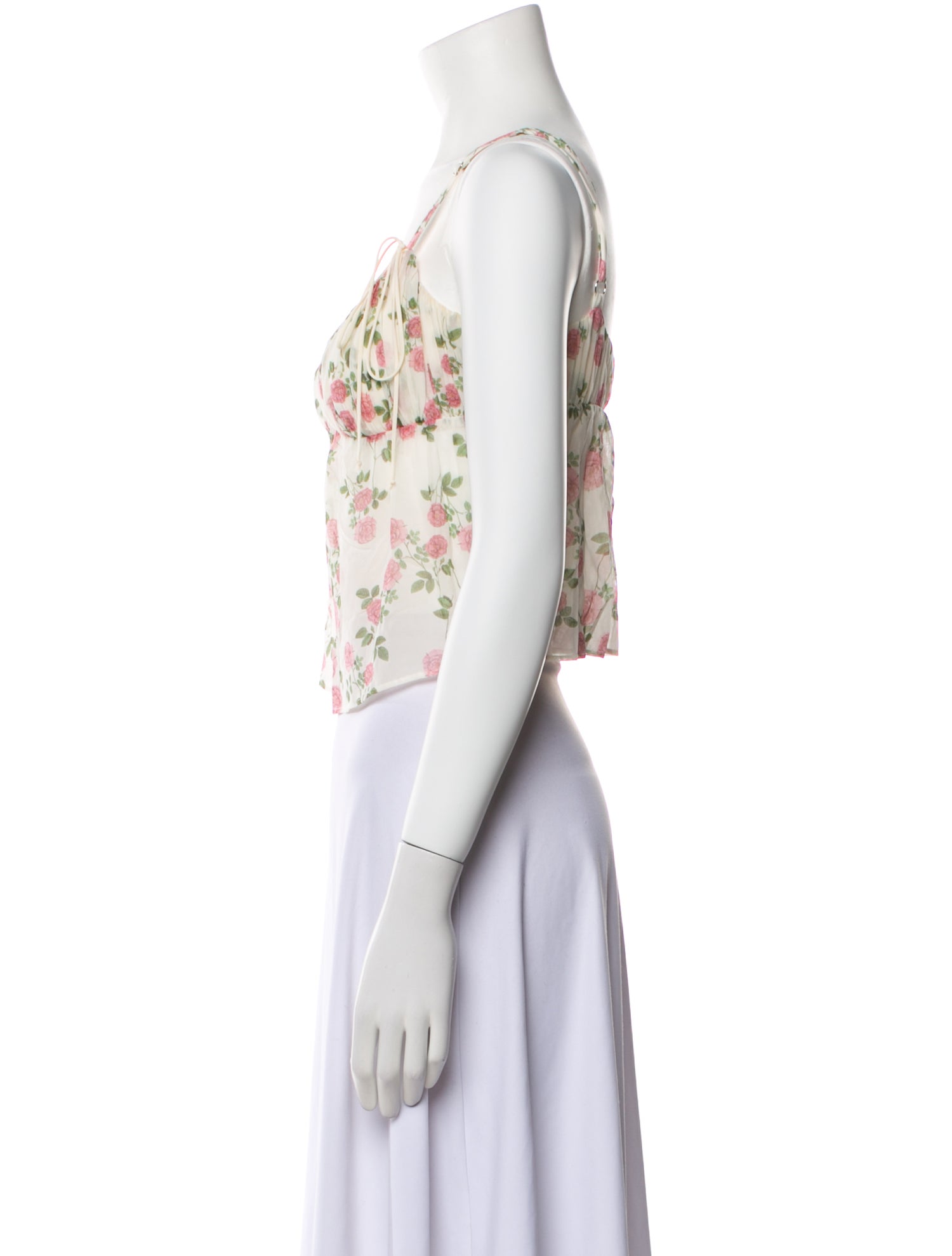 For Love & Lemons Silk Floral Print Crop Top