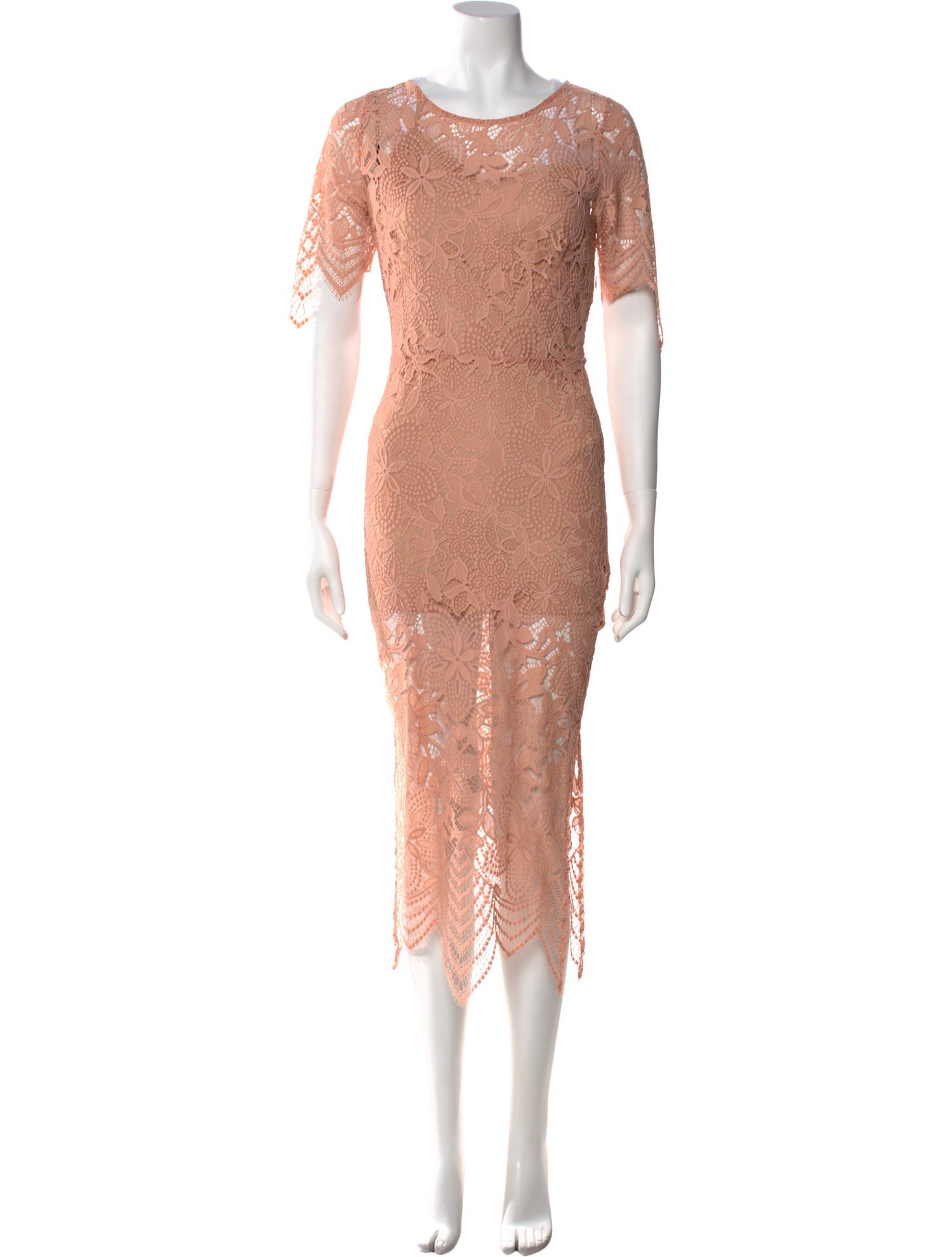 For Love & Lemons Crew Neck Midi Length Dress