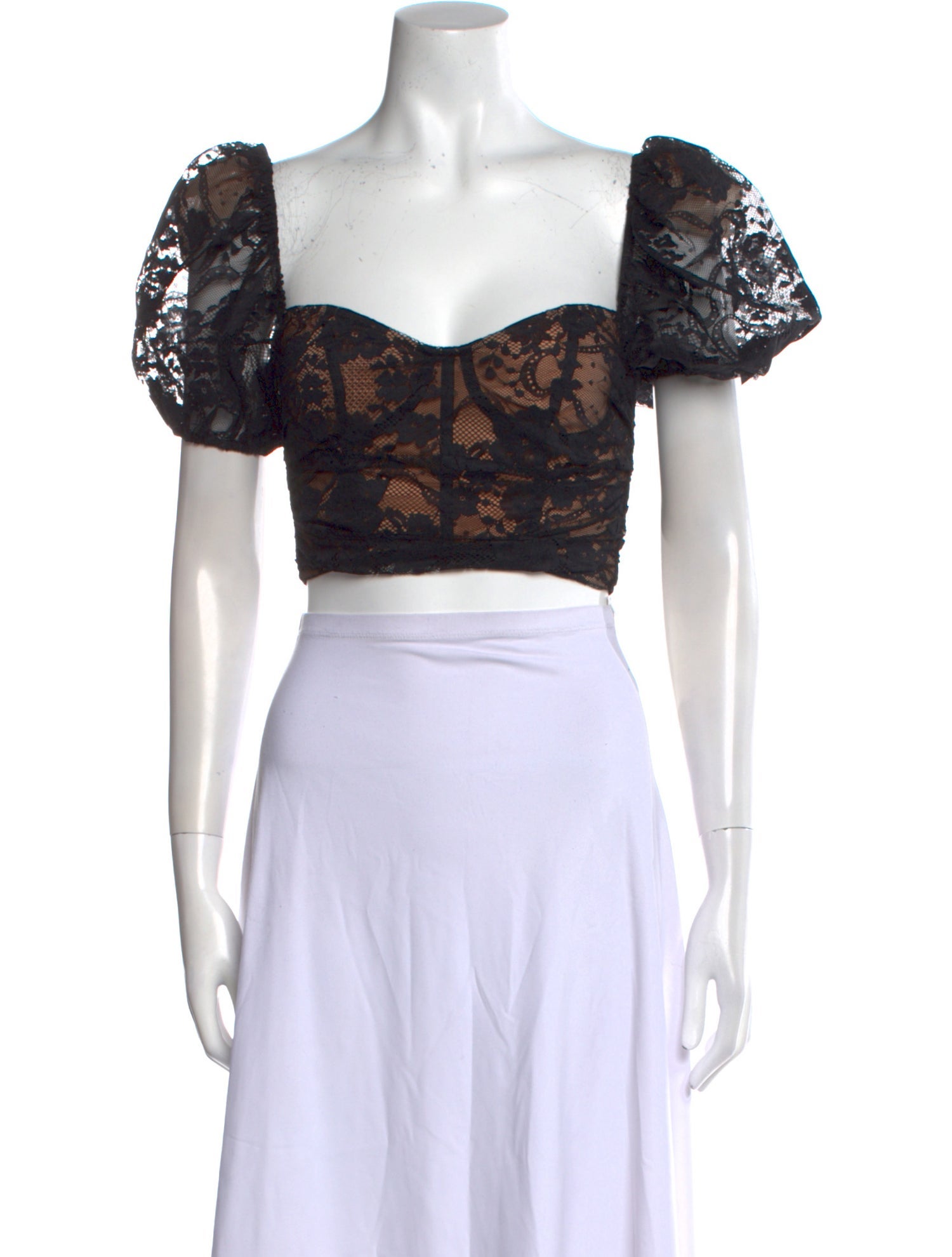 For Love & Lemons Nylon Floral Print Crop Top