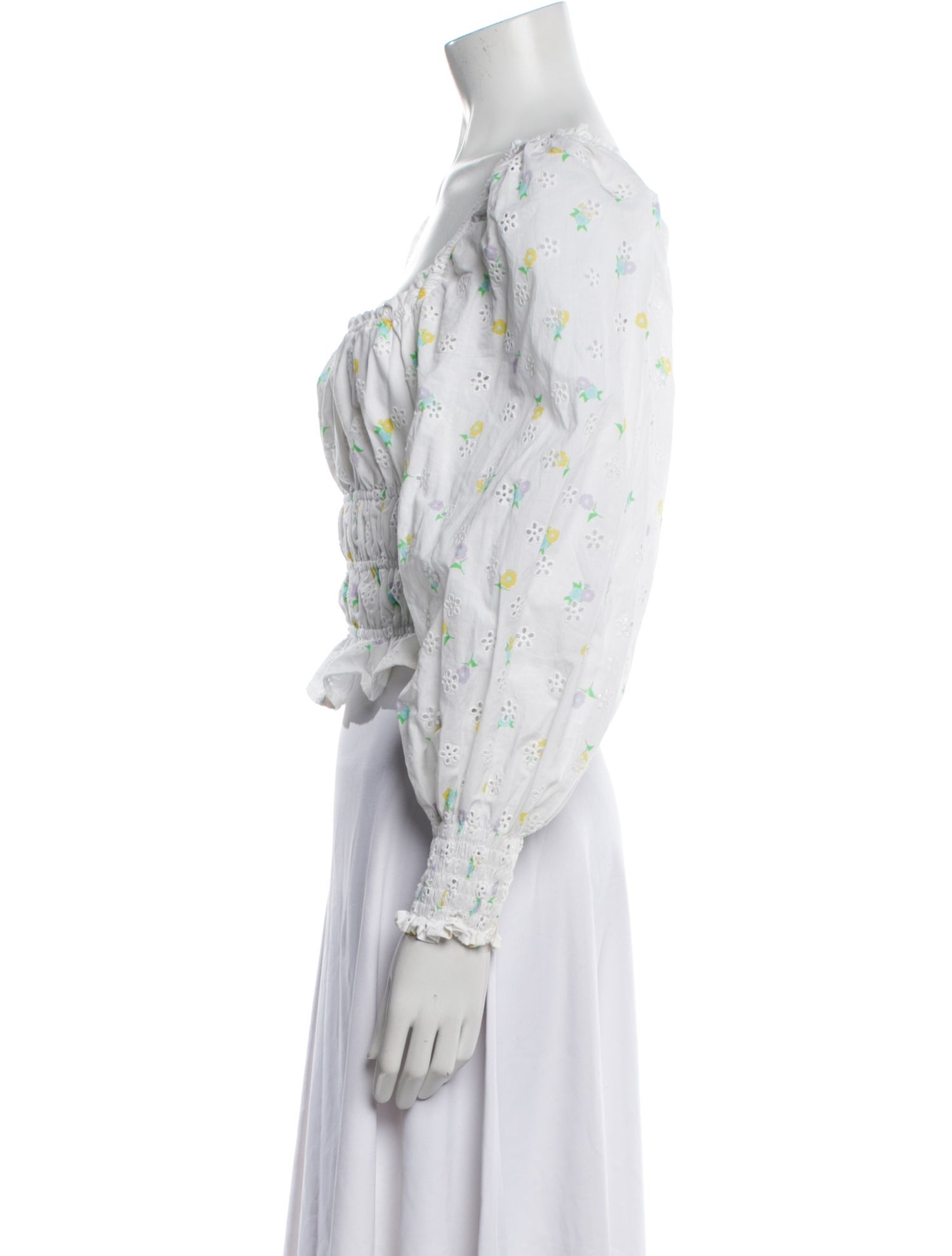 For Love & Lemons Floral Print Square Neckline Crop Top