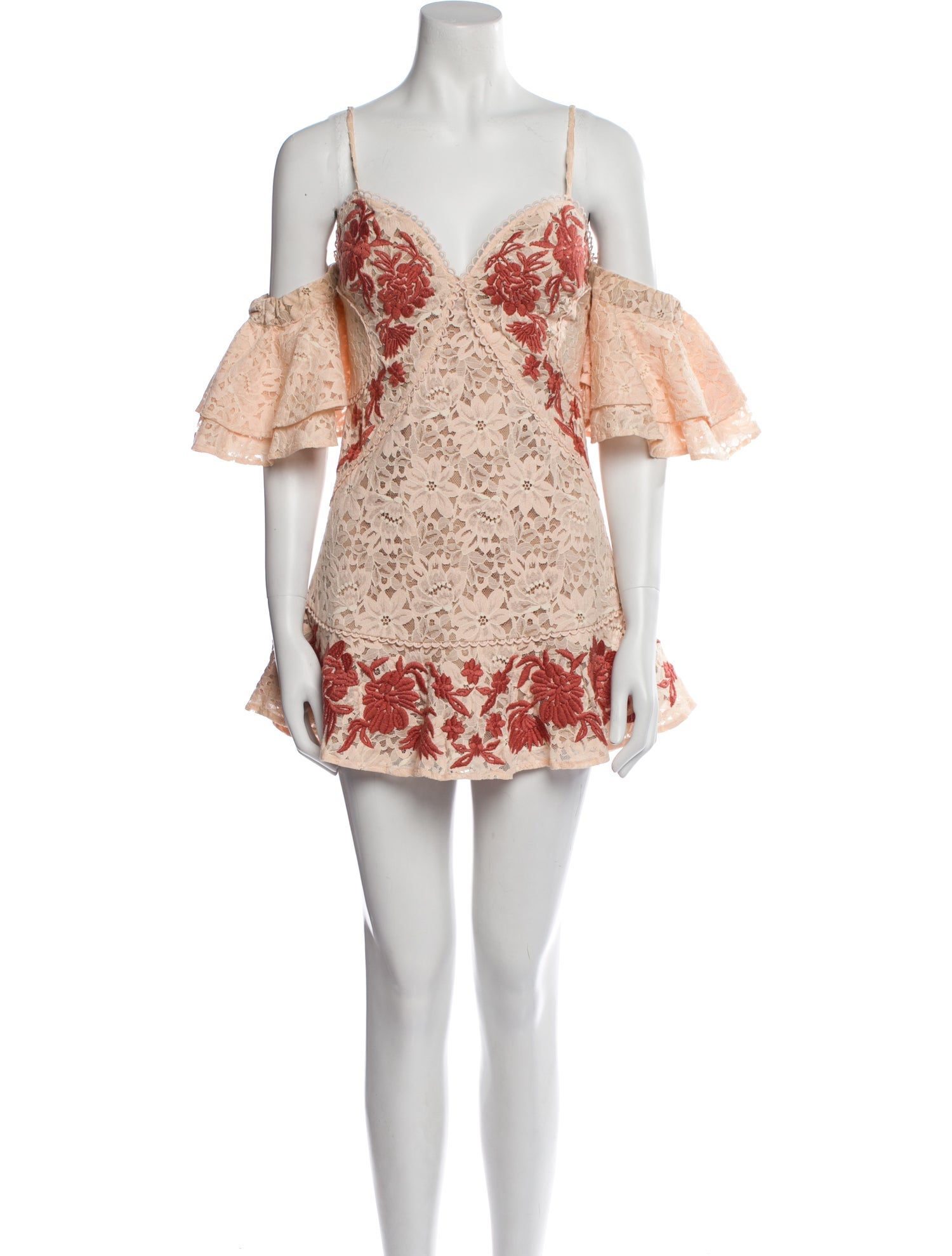 For Love & Lemons Lace Pattern Mini Dress