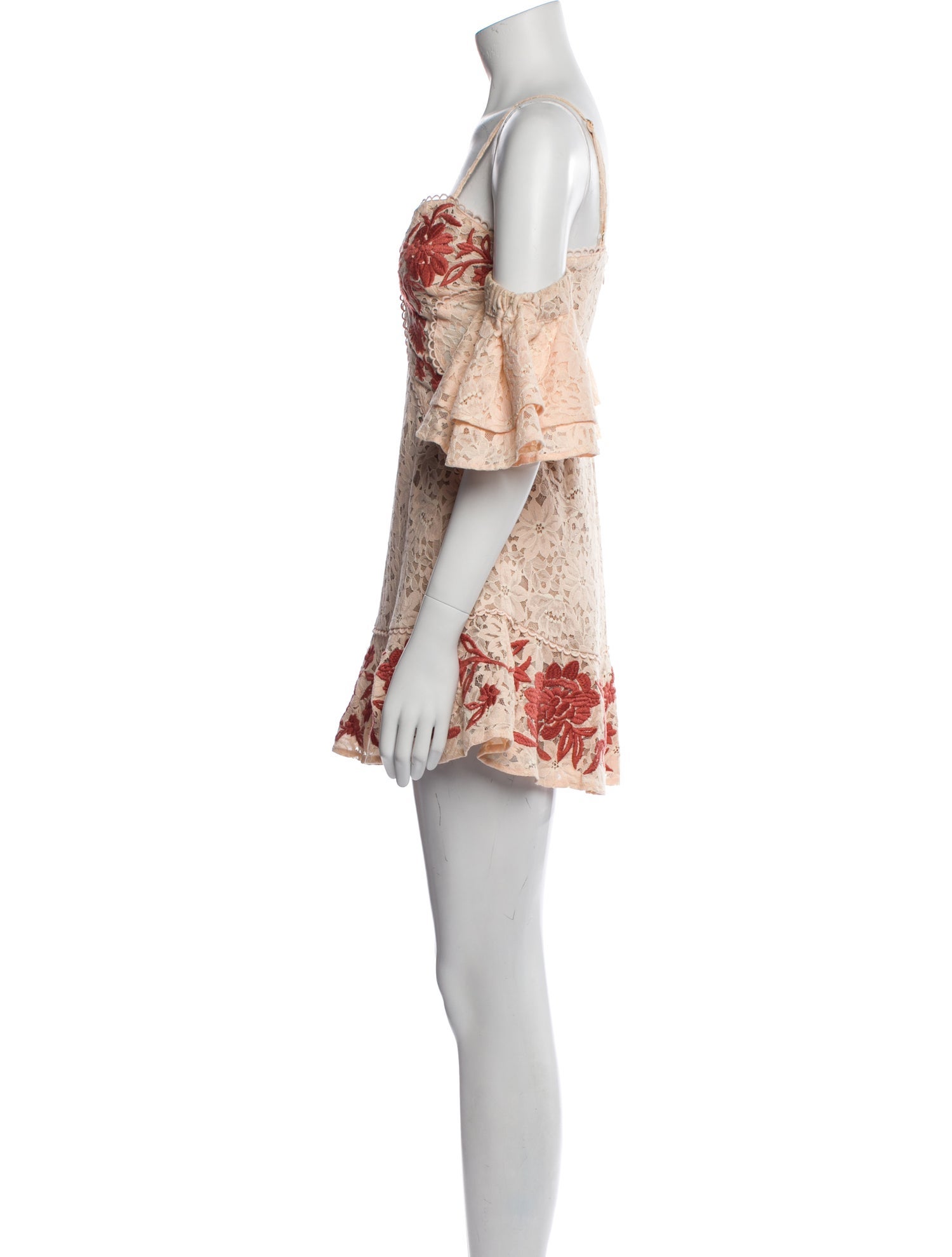 For Love & Lemons Lace Pattern Mini Dress