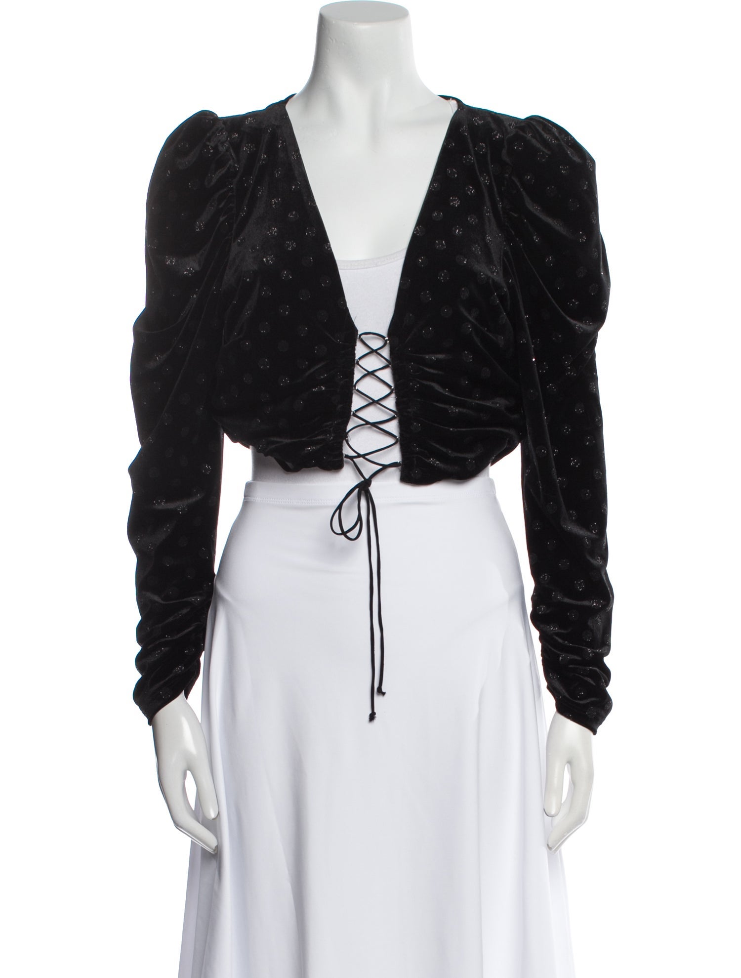 For Love & Lemons V-Neck Long Sleeve Crop Top