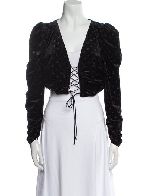 For Love & Lemons V-Neck Long Sleeve Crop Top