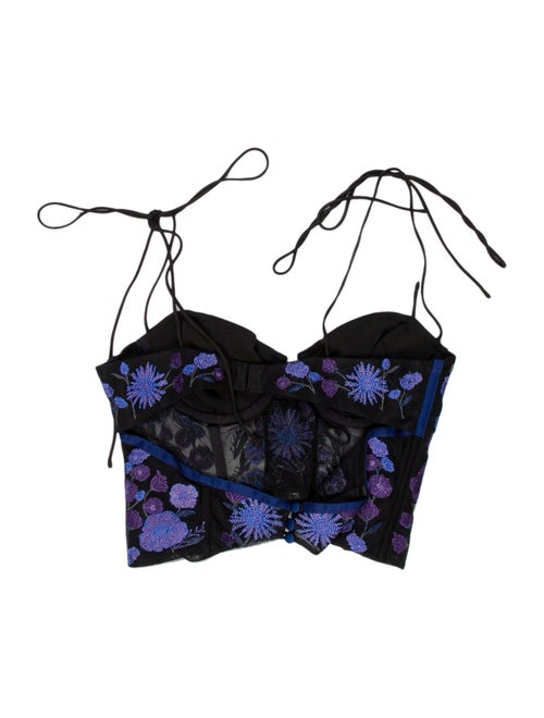 For Love & Lemons Floral Print Square Neckline Crop Top