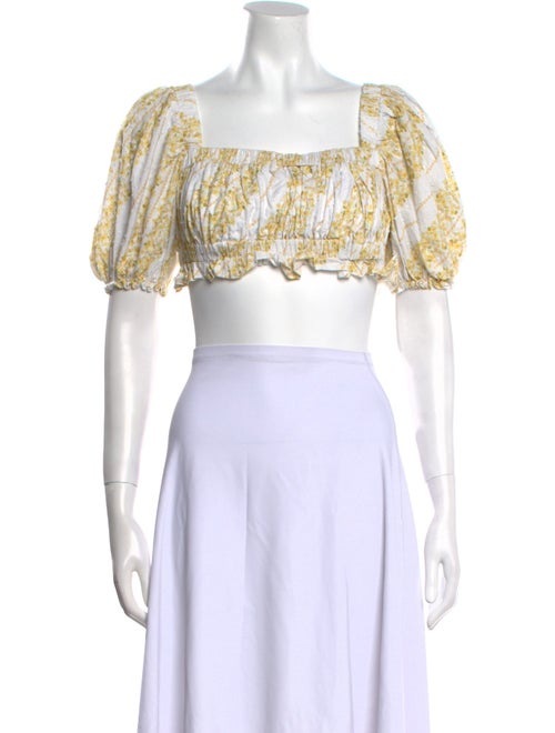 For Love & Lemons Printed Square Neckline Crop Top