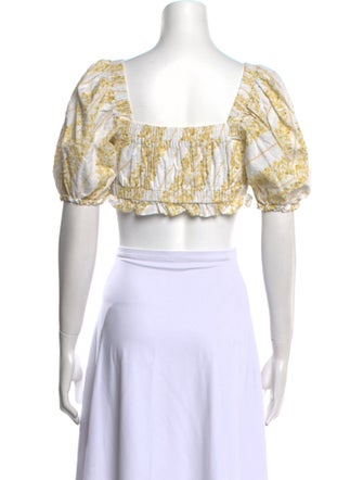 For Love & Lemons Printed Square Neckline Crop Top