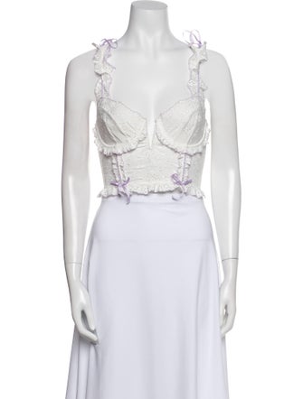 For Love & Lemons V-Neck Sleeveless Crop Top