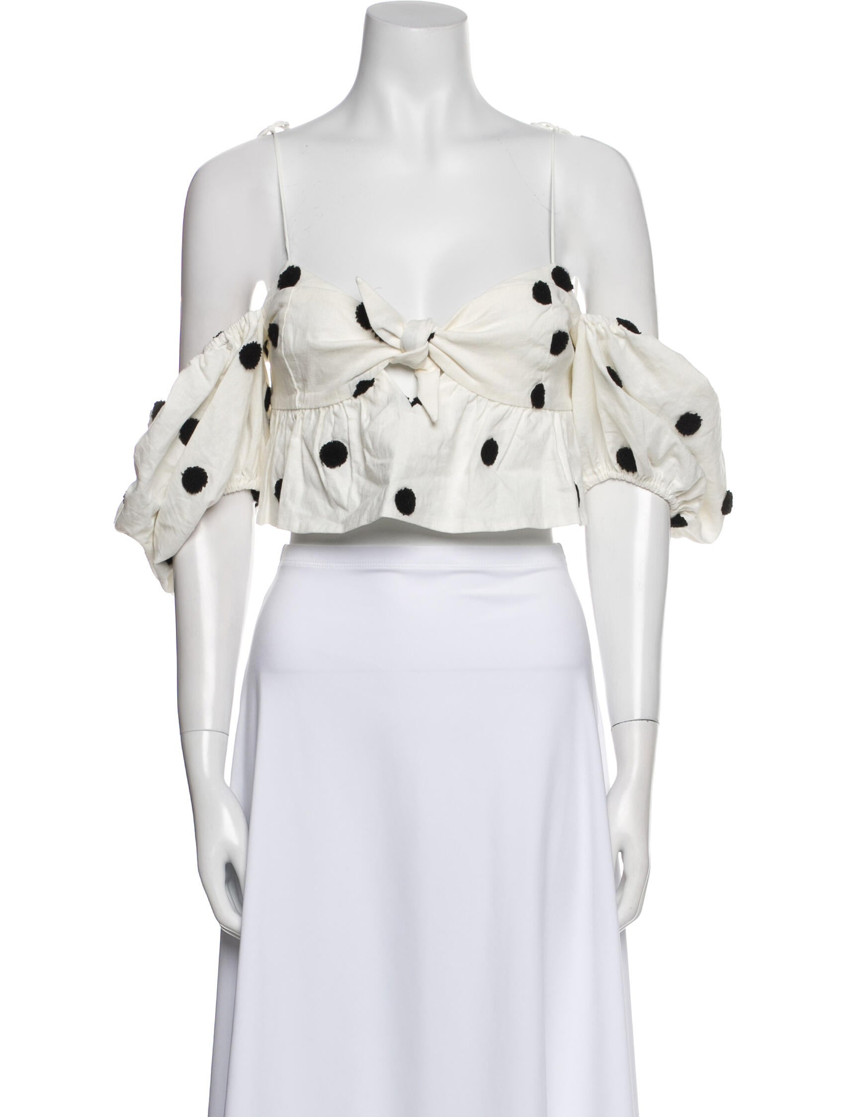 For Love & Lemons Polka Dot Print Square Neckline Crop Top