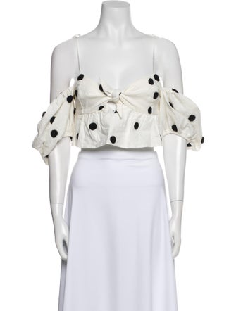 For Love & Lemons Polka Dot Print Square Neckline Crop Top
