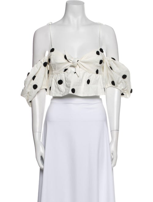 For Love & Lemons Polka Dot Print Square Neckline Crop Top