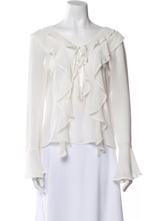 For Love & Lemons One-Shoulder Long Sleeve Blouse