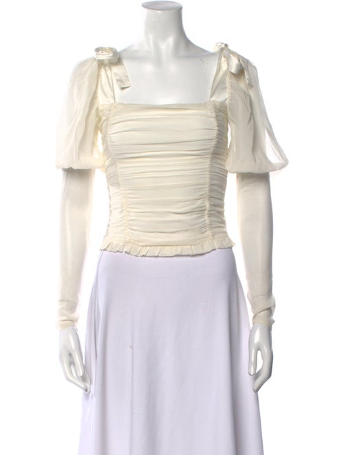 For Love & Lemons Silk Square Neckline Crop Top