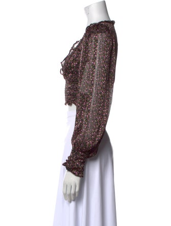 For Love & Lemons V-Neck Long Sleeve Crop Top