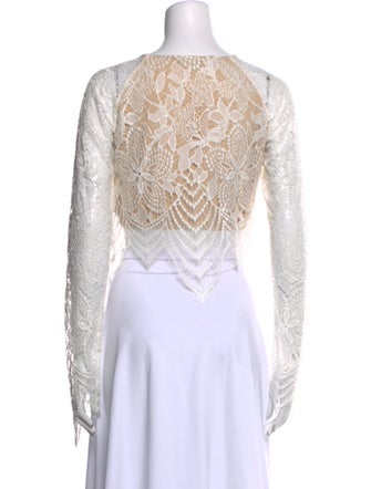 For Love & Lemons Lace Pattern Crew Neck Crop Top