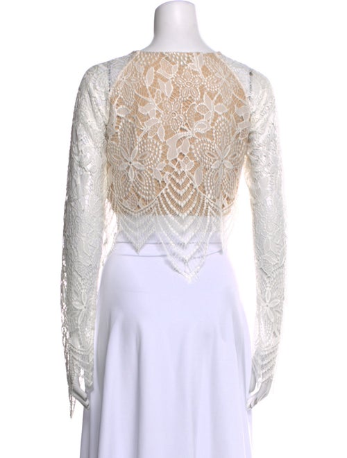 For Love & Lemons Lace Pattern Crew Neck Crop Top