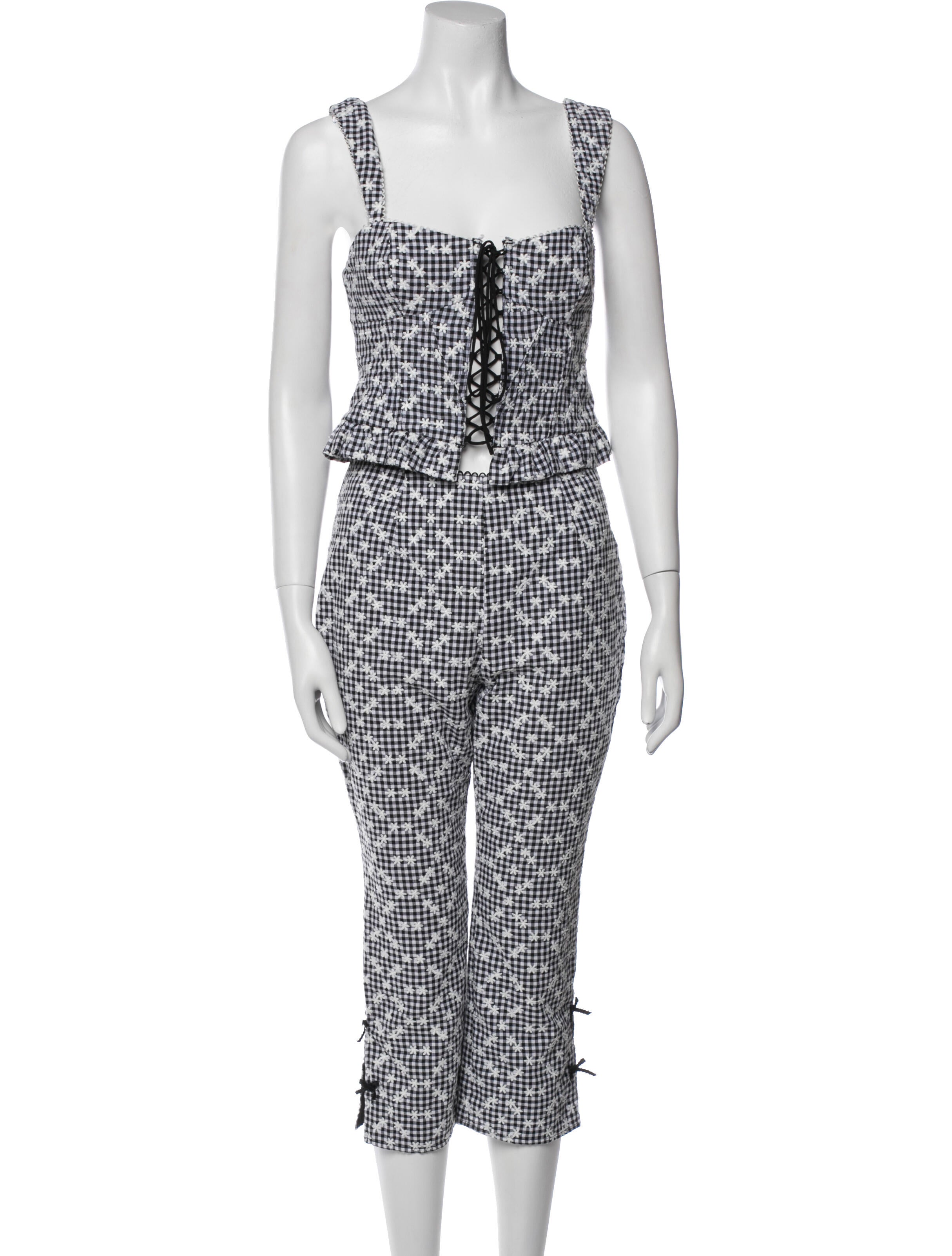 For Love & Lemons Printed Bow Accents Pant Set