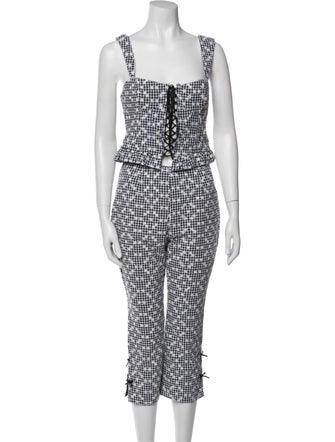 For Love & Lemons Printed Bow Accents Pant Set