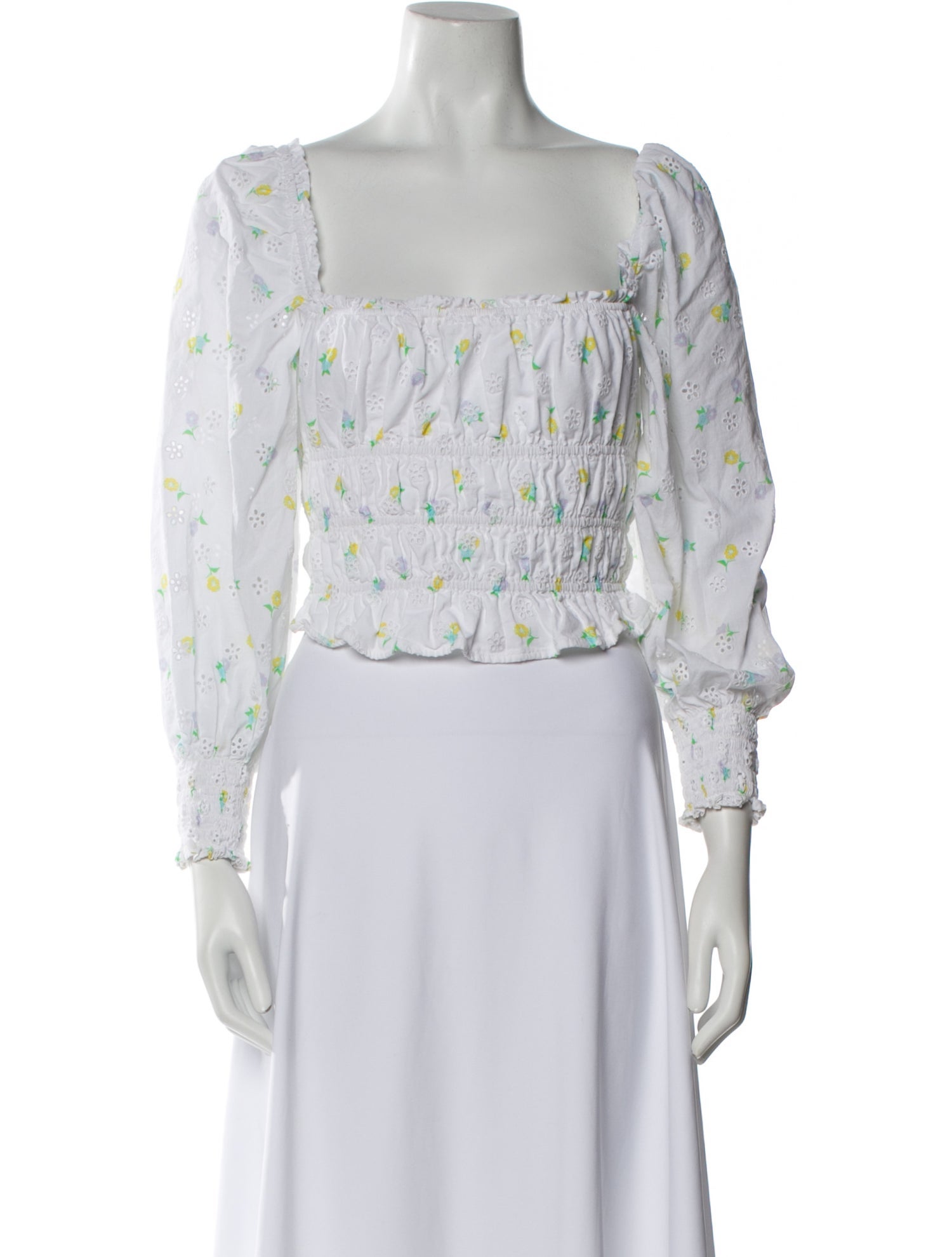 For Love & Lemons Floral Print Square Neckline Crop Top