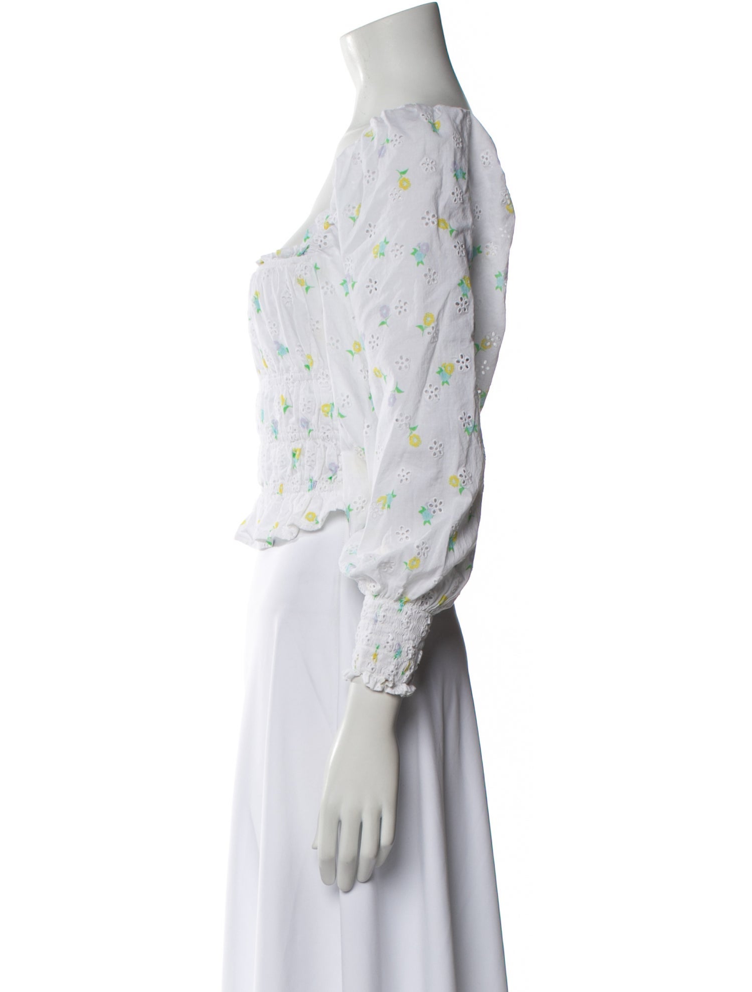 For Love & Lemons Floral Print Square Neckline Crop Top