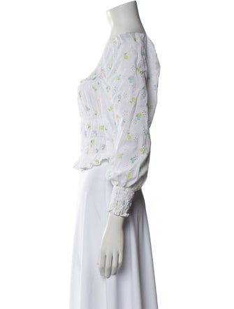 For Love & Lemons Floral Print Square Neckline Crop Top