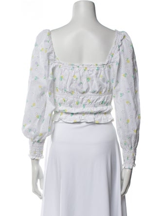 For Love & Lemons Floral Print Square Neckline Crop Top