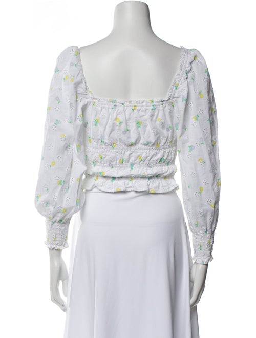 For Love & Lemons Floral Print Square Neckline Crop Top