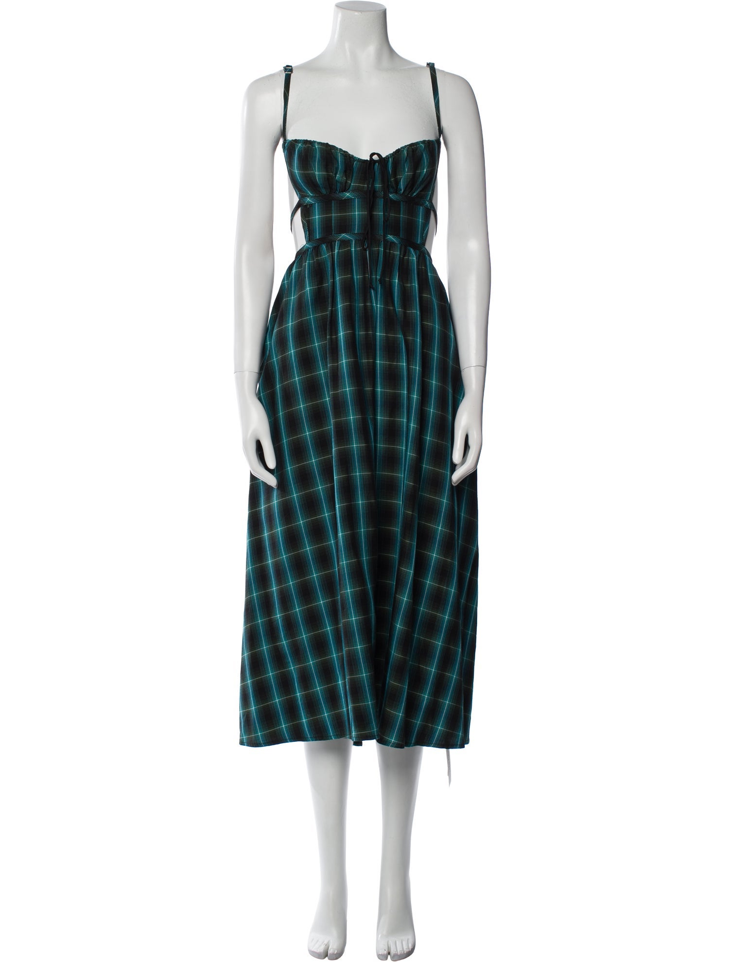 For Love & Lemons Plaid Print Midi Length Dress