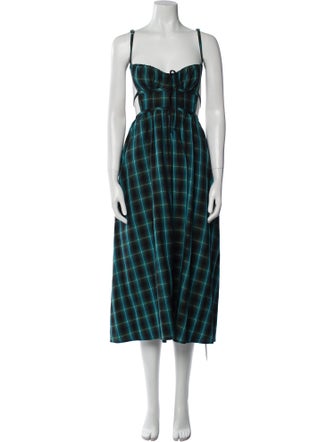 For Love & Lemons Plaid Print Midi Length Dress