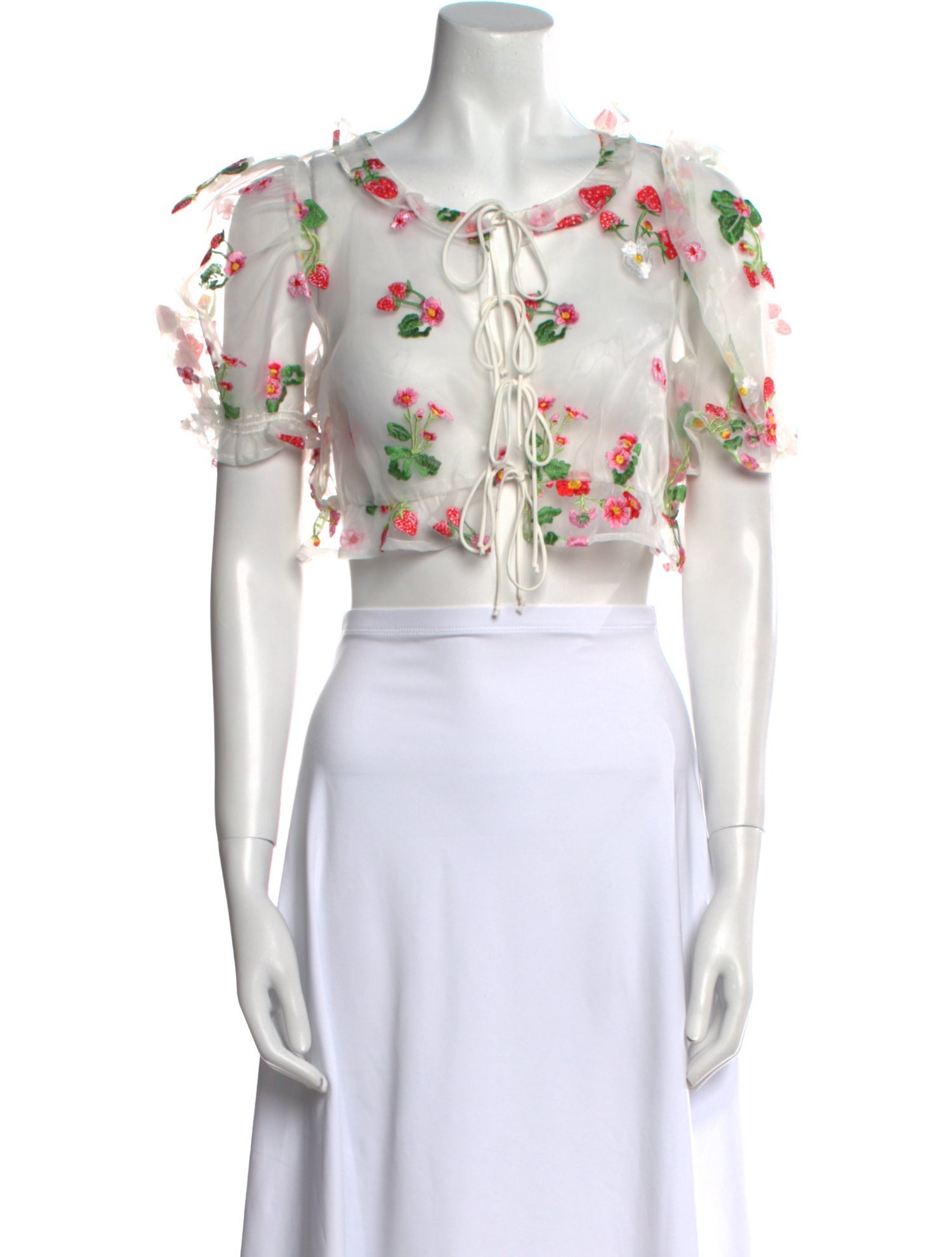 For Love & Lemons Floral Print Square Neckline Crop Top