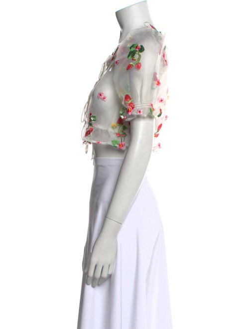 For Love & Lemons Floral Print Square Neckline Crop Top