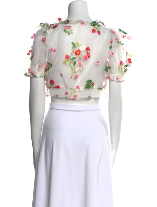 For Love & Lemons Floral Print Square Neckline Crop Top