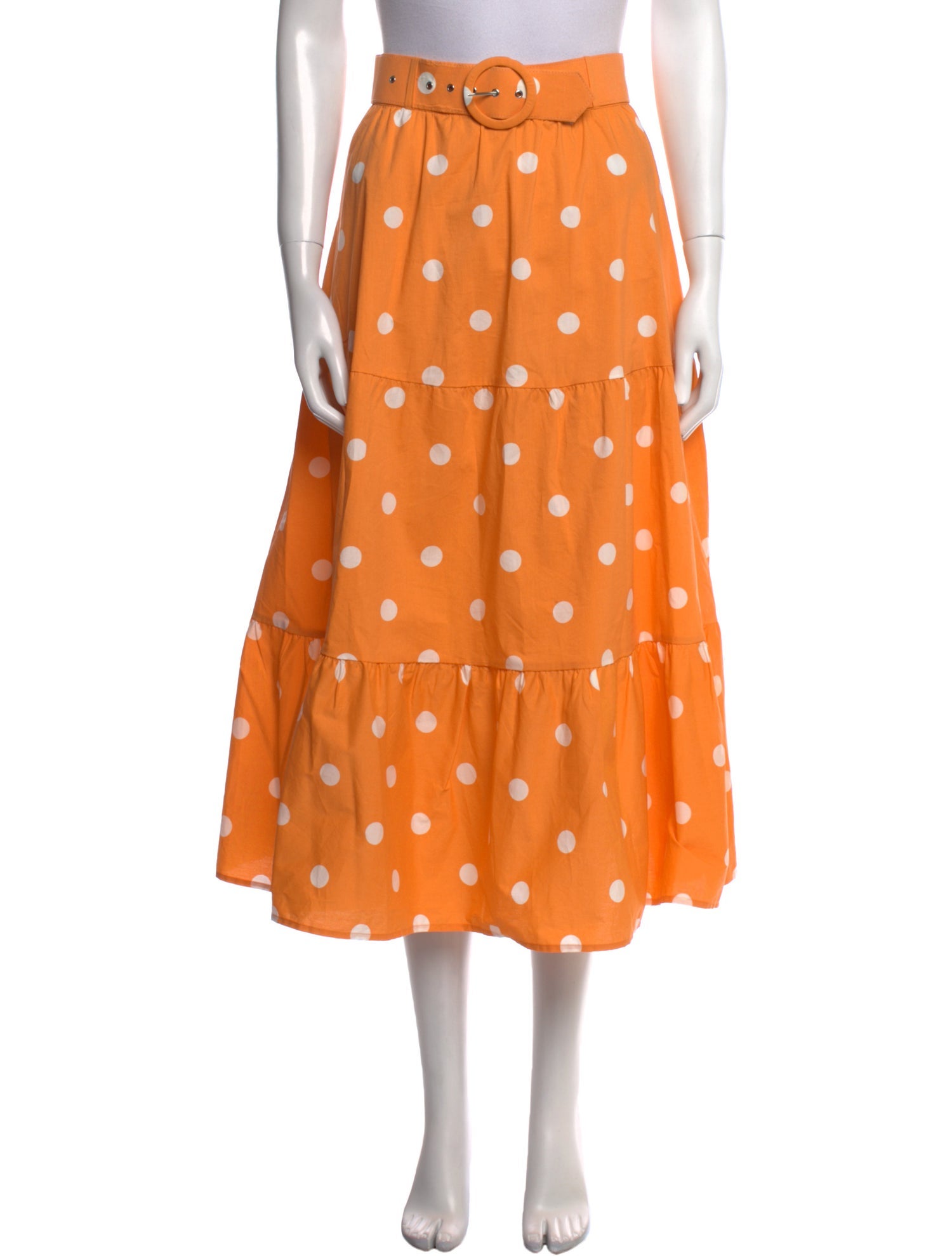 For Love & Lemons Polka Dot Print Midi Length Skirt