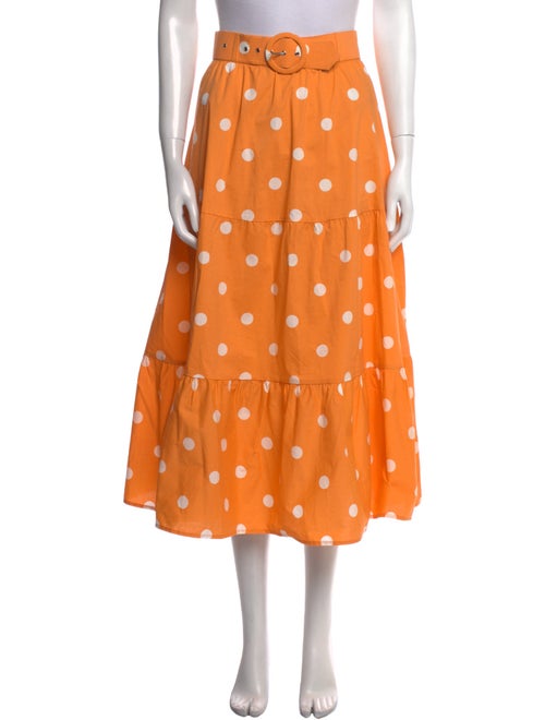 For Love & Lemons Polka Dot Print Midi Length Skirt