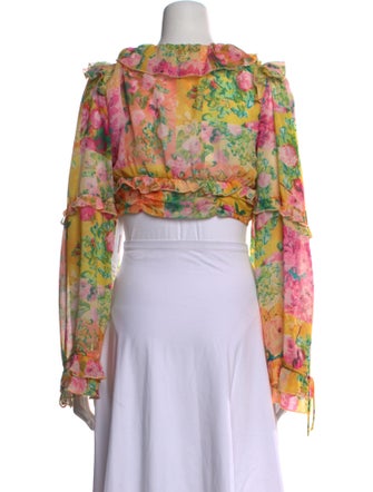 For Love & Lemons Floral Print V-Neck Crop Top