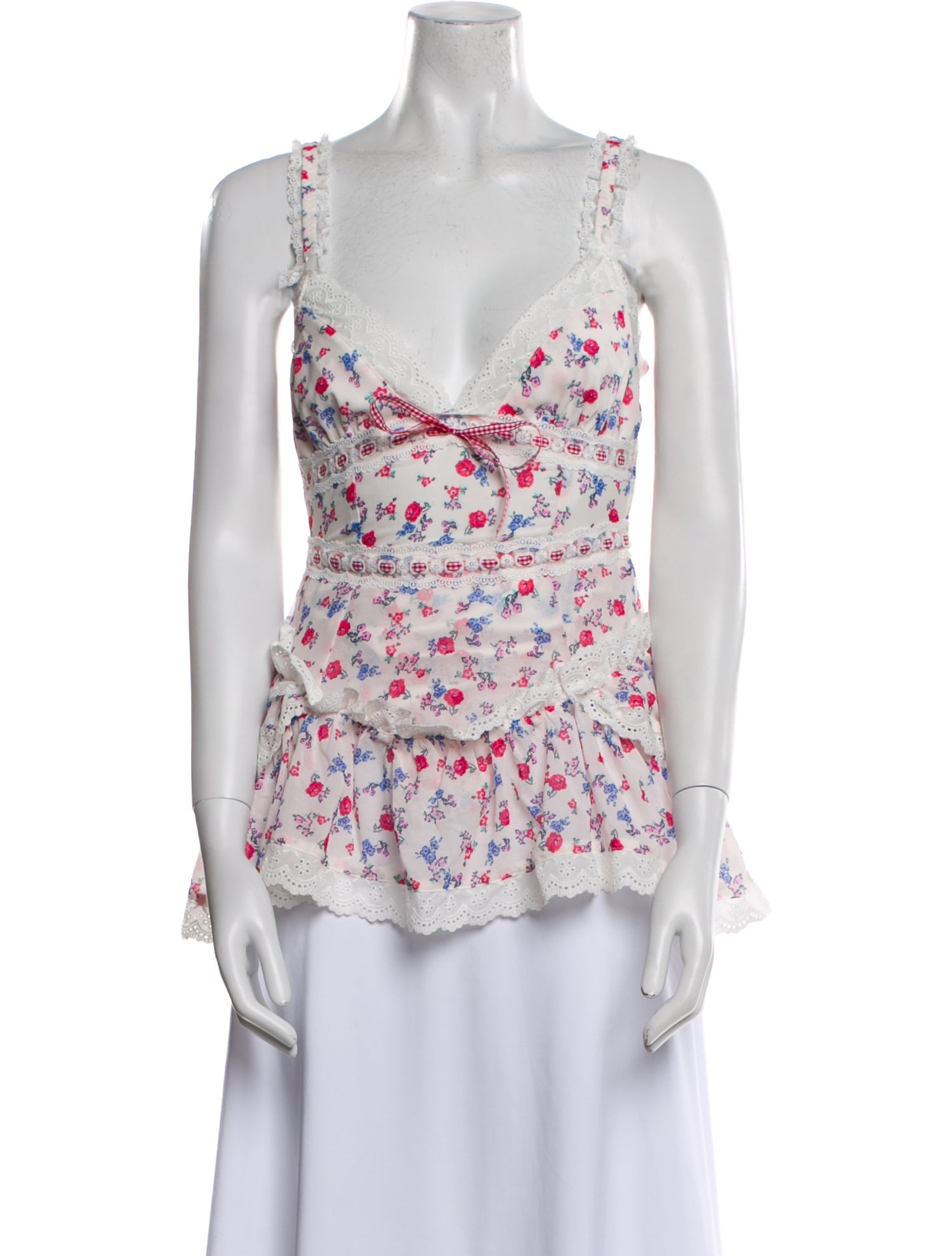 For Love & Lemons Floral Print Square Neckline Top
