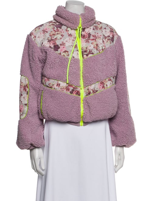 For Love & Lemons Floral Print Faux Fur Jacket