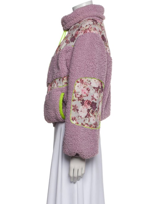 For Love & Lemons Floral Print Faux Fur Jacket