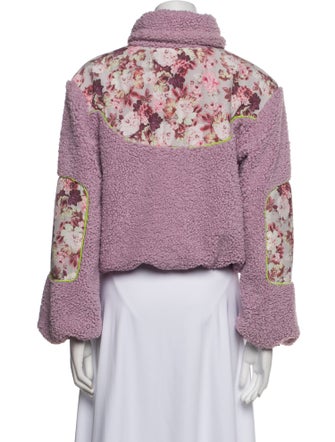 For Love & Lemons Floral Print Faux Fur Jacket