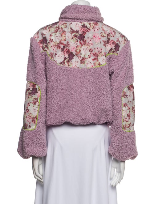 For Love & Lemons Floral Print Faux Fur Jacket