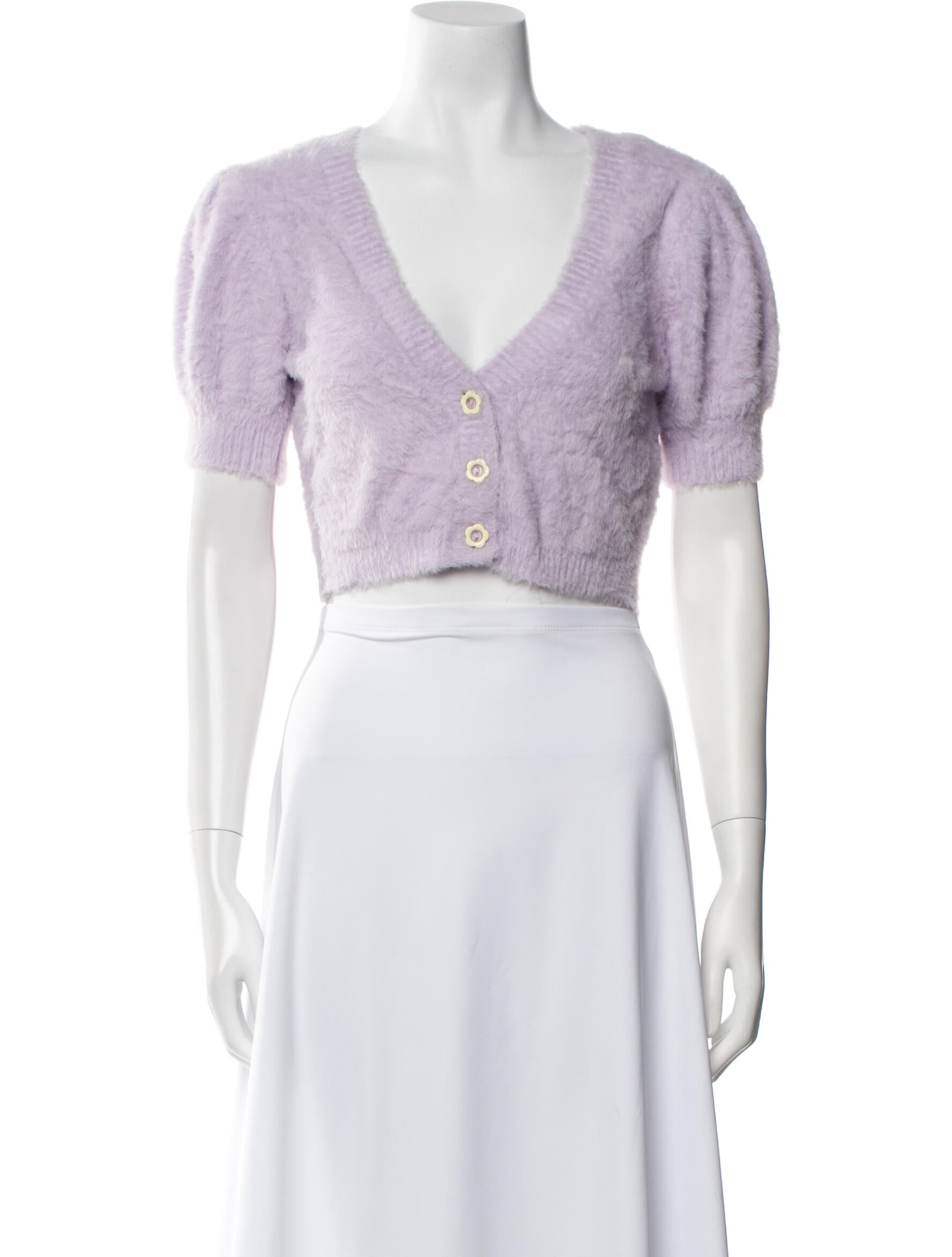 For Love & Lemons V-Neck Short Sleeve Crop Top