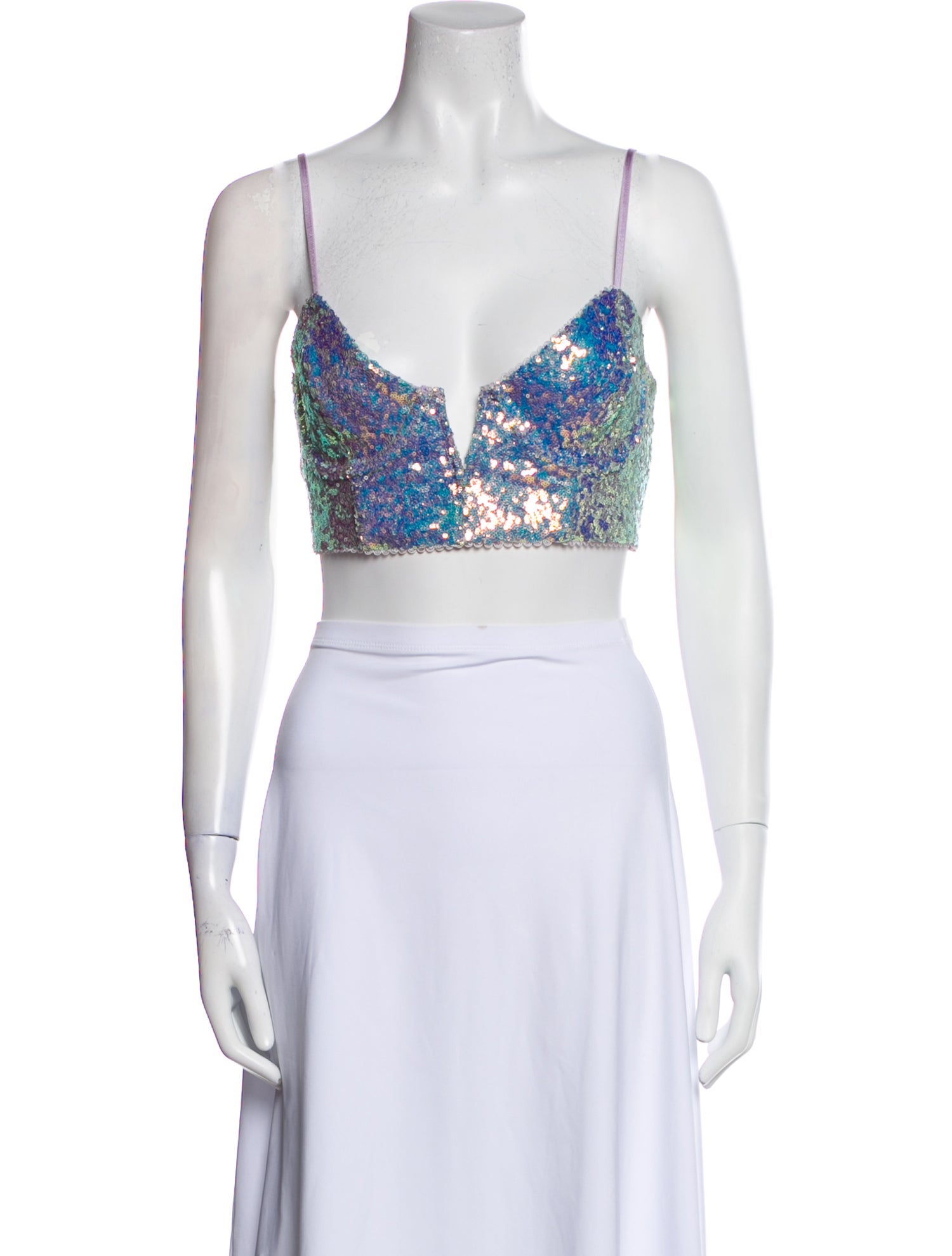 For Love & Lemons Printed V-Neck Crop Top