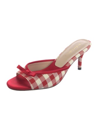 For Love & Lemons Plaid Print Bow Accents Slides