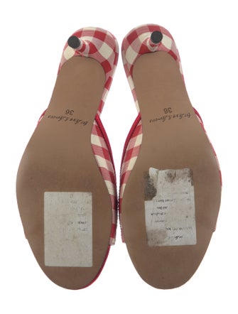 For Love & Lemons Plaid Print Bow Accents Slides