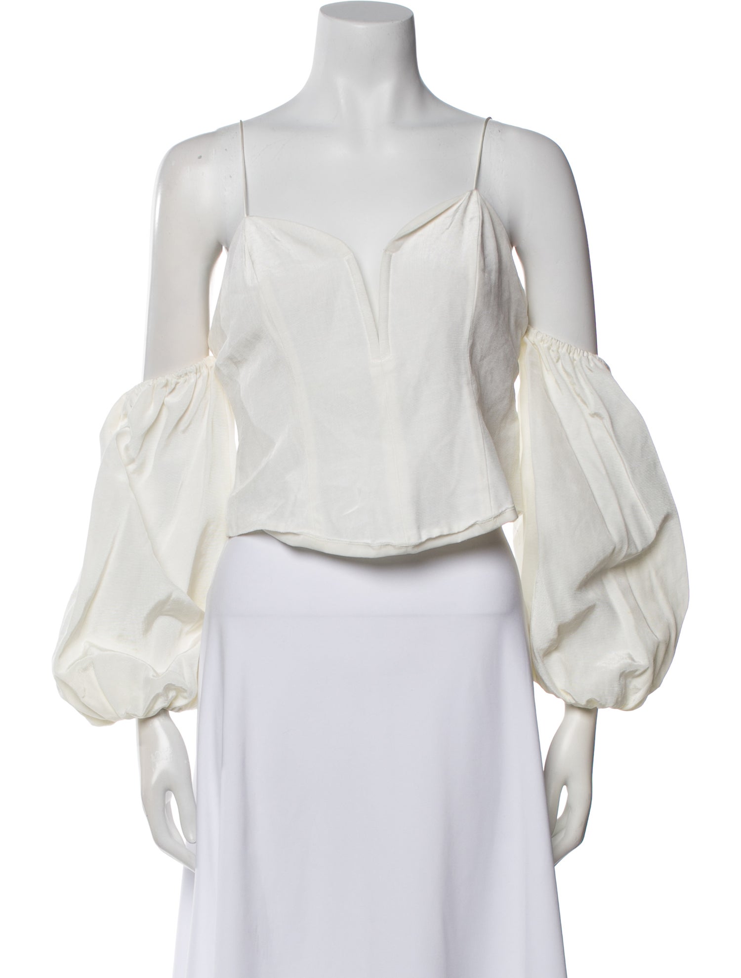 For Love & Lemons Square Neckline Long Sleeve Crop Top