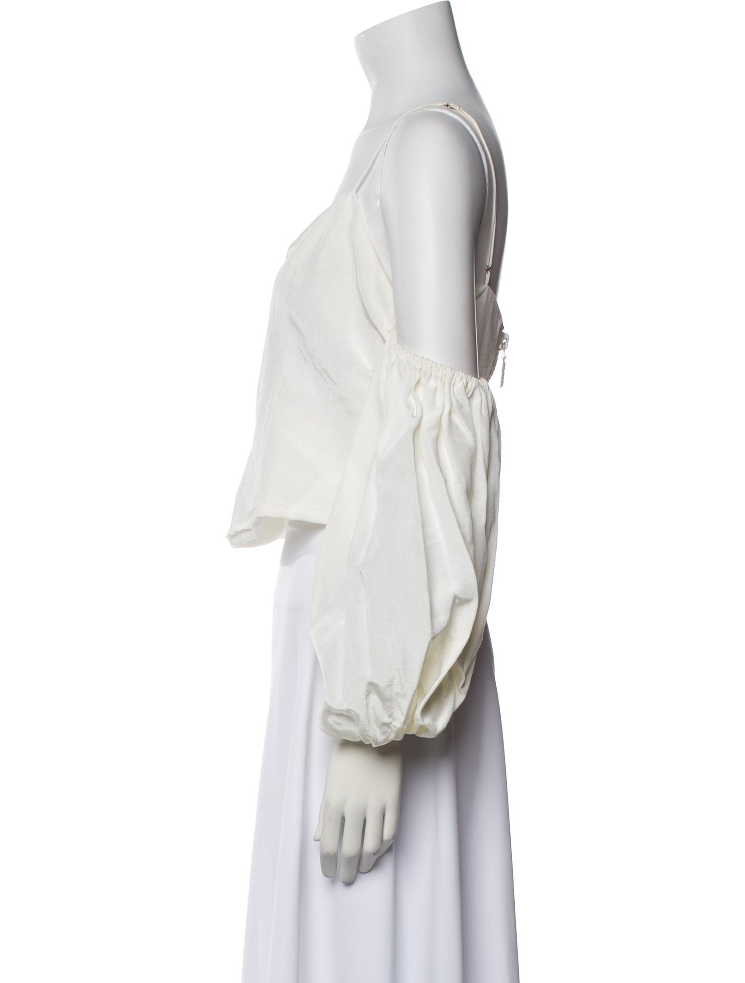 For Love & Lemons Square Neckline Long Sleeve Crop Top